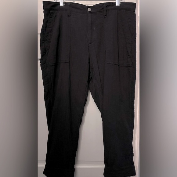 High-Waisted Slouchy Cropped Lightweight Crinkle Gauze/Linen Pants Sz 14 - Picture 3 of 5